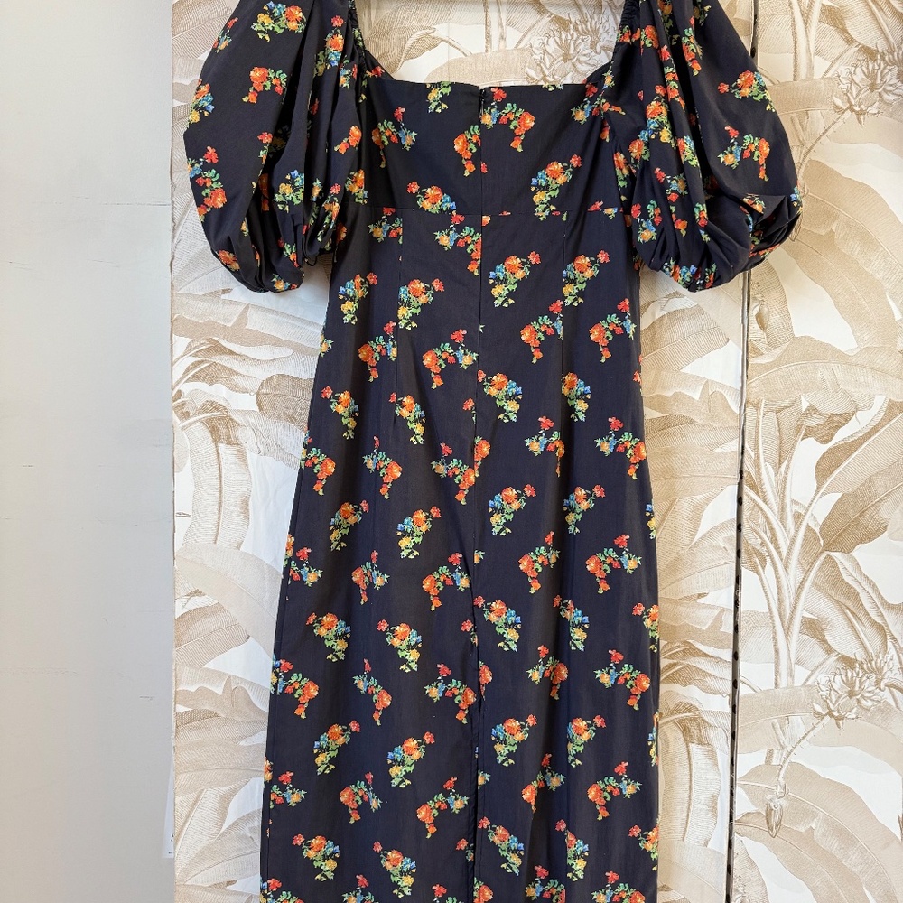 Designer Carolina Constas Floral Midi Dress – Romantic Puff Sleeve Statement - Picture 8 of 9